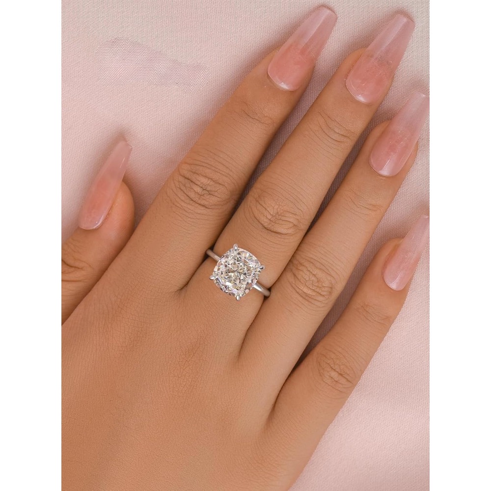 Women's S925 Silver Big Solitaire Ring with Lab Grown Moissanite